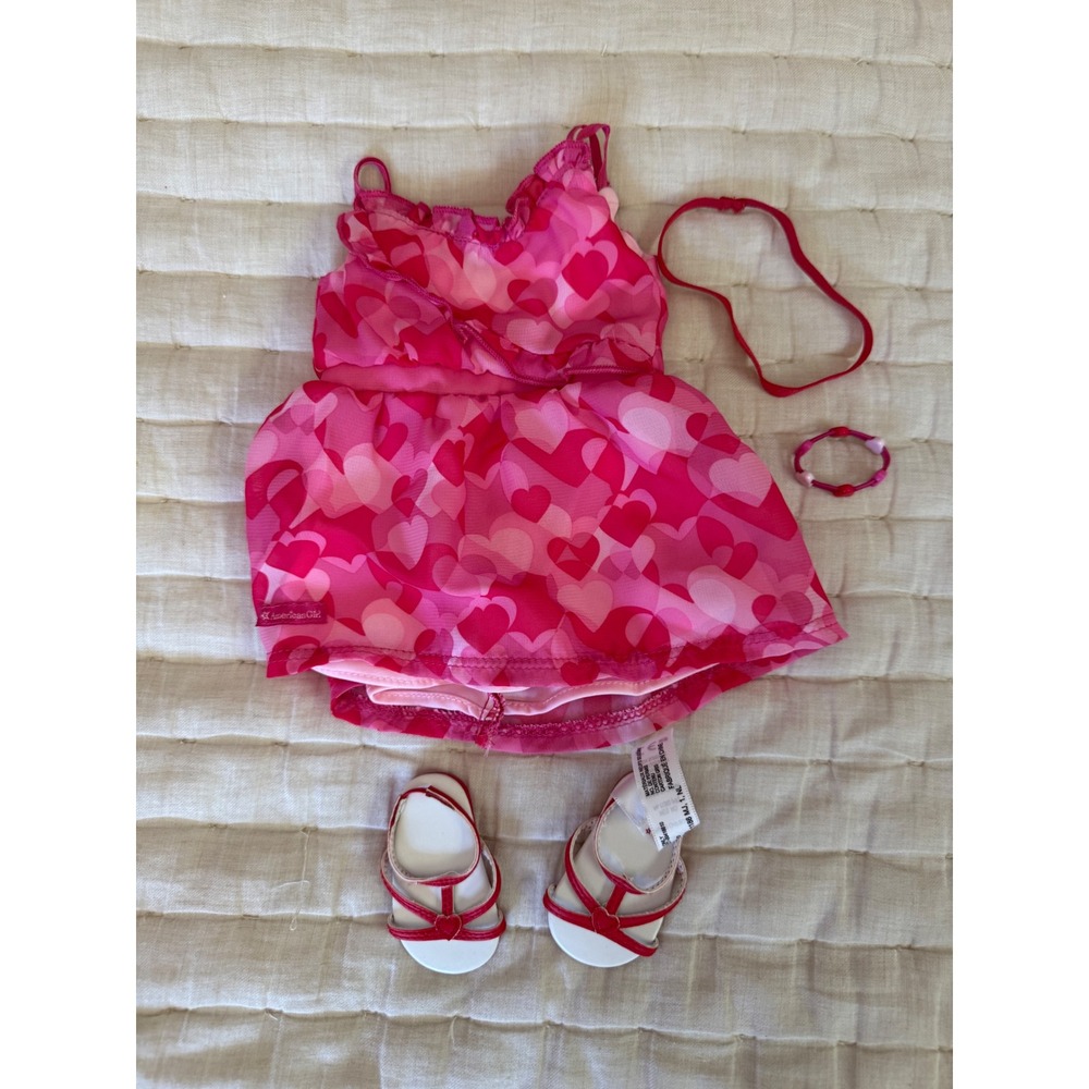 American Girl Red Hearts Ruffle Outfit Truly Me outfit 2016 EUC